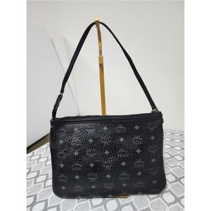 MCM Visetos Liz Shopper Pochette Shoulder Bag Black/Grey